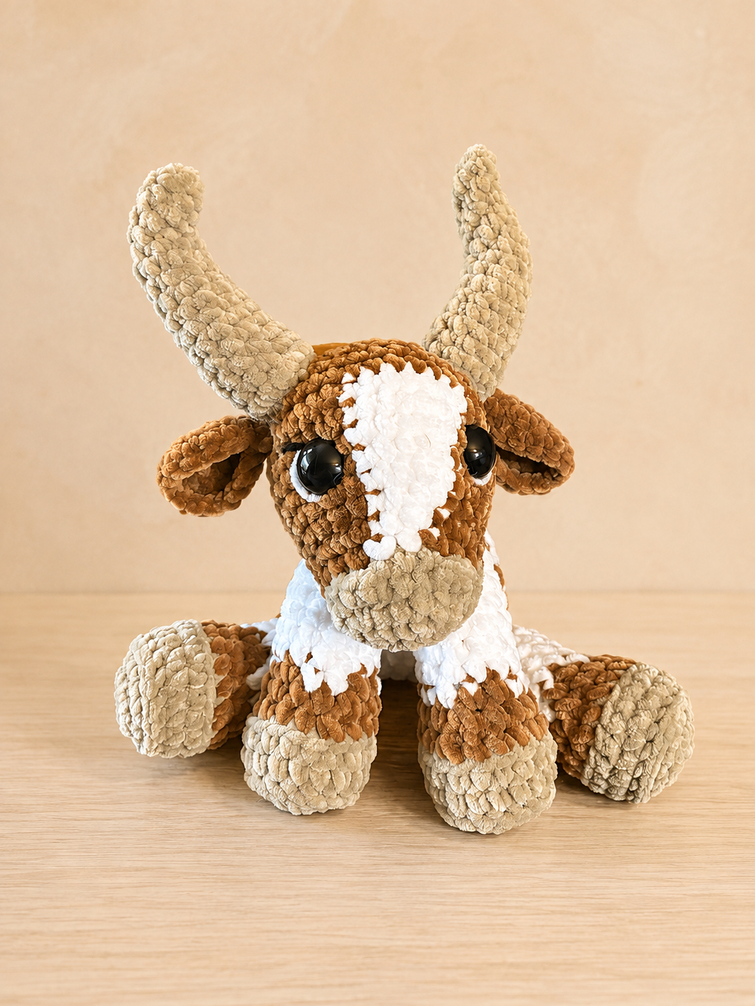 Handmade Crochet Longhorn Cow Plushie