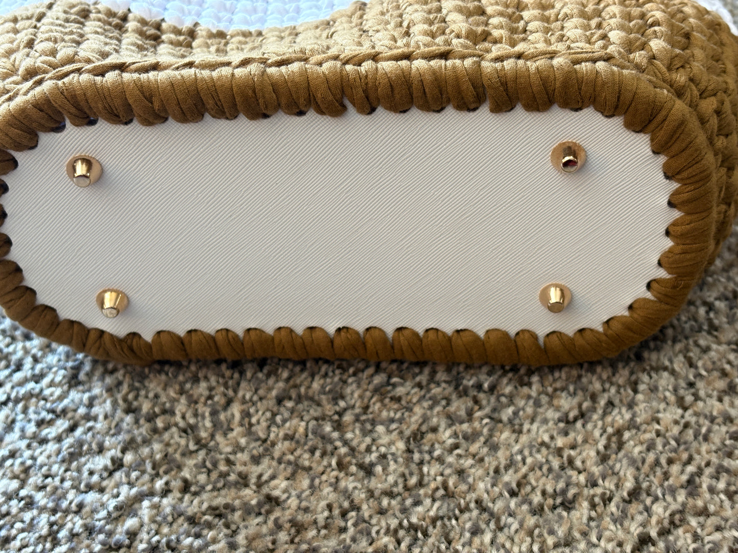 Handmade Crochet Tote Bag, Two Tone Neutral Purse, Chunky Yarn Shoulder Bag, Boho Everyday Handbag, Gift for Her