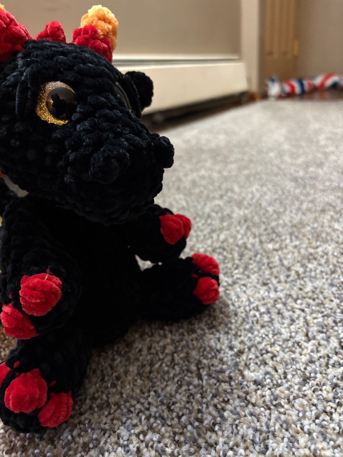Handmade Fire Dragon Plush – Crochet Dragon Stuffed Animal – Fantasy Amigurumi Gift