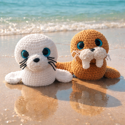 Handmade Crochet Walrus Plushie – Cute Ocean Animal Stuffed Toy, Soft Amigurumi Sea Creature Gift
