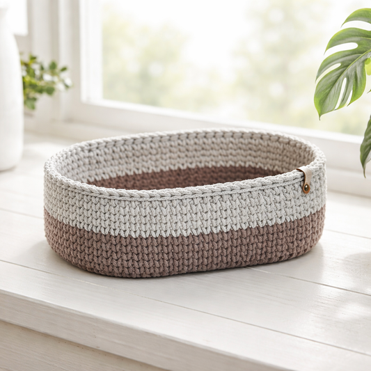 Handmade Crochet Storage Basket | Neutral Rope Basket | Modern Boho Organizer | Nursery Toy Basket | Cozy Home Decor